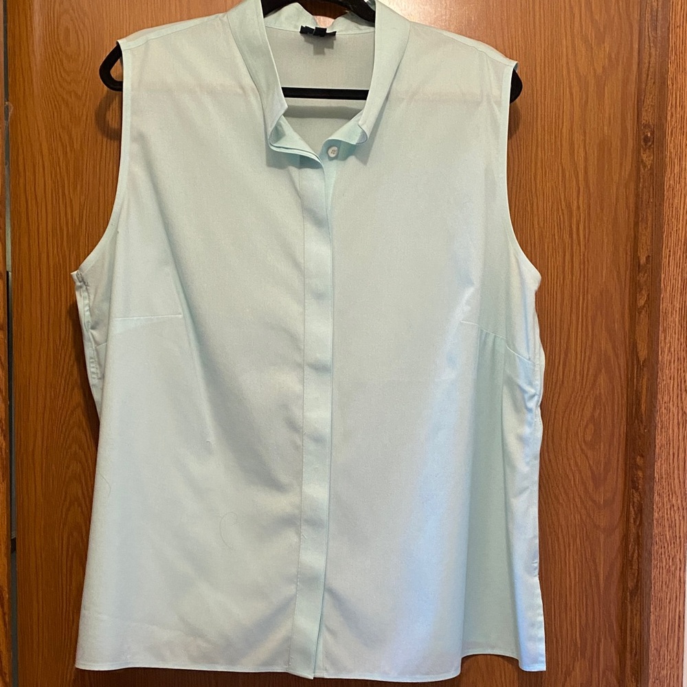 Talbots Sleeveless Light Blue Button Down Shirt